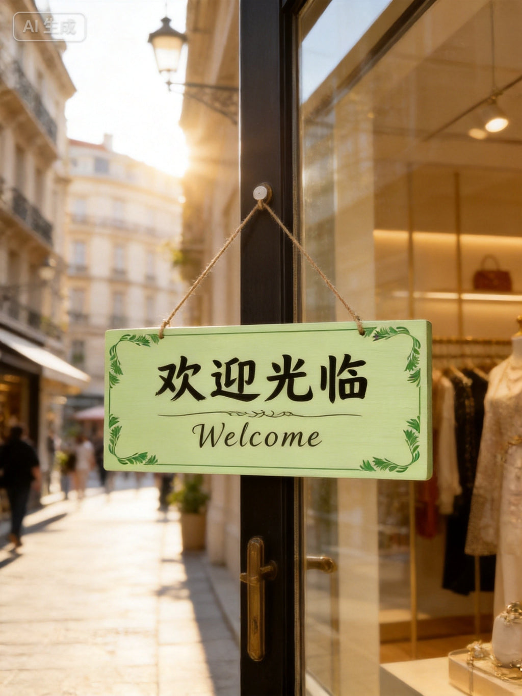 Hanging Sign 28x14cm for Upscale Retail Stores, Cafes, Salons & Spas