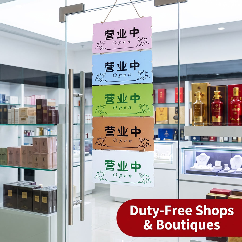Double-Sided Bilingual "Open" Hanging Sign - 30×15cm
