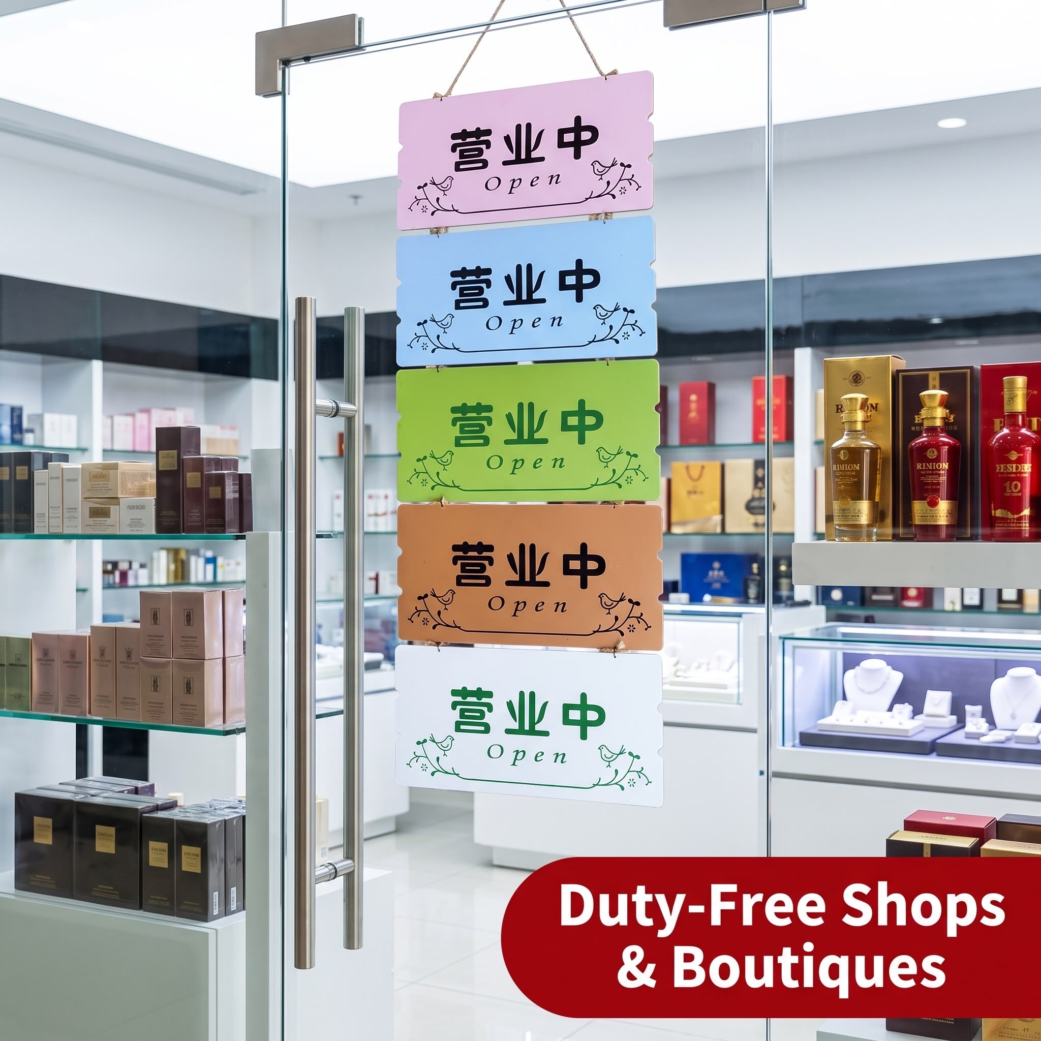 Double-Sided Bilingual "Open" Hanging Sign - 30×15cm