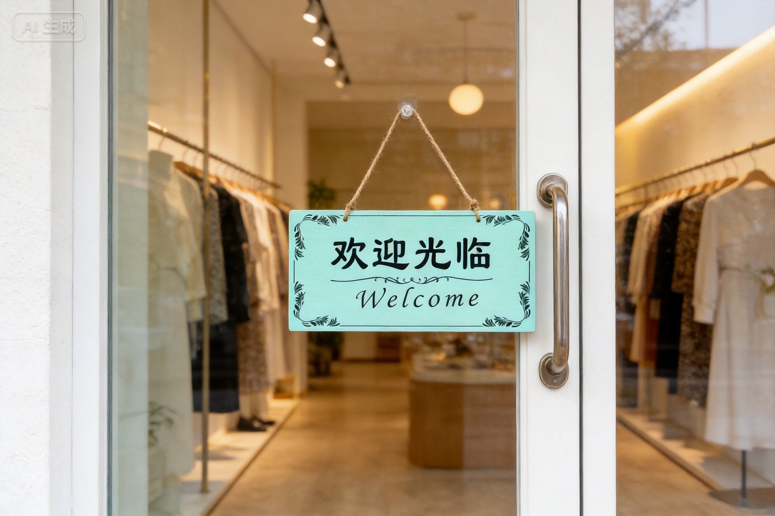 Hanging Sign 28x14cm for Upscale Retail Stores, Cafes, Salons & Spas