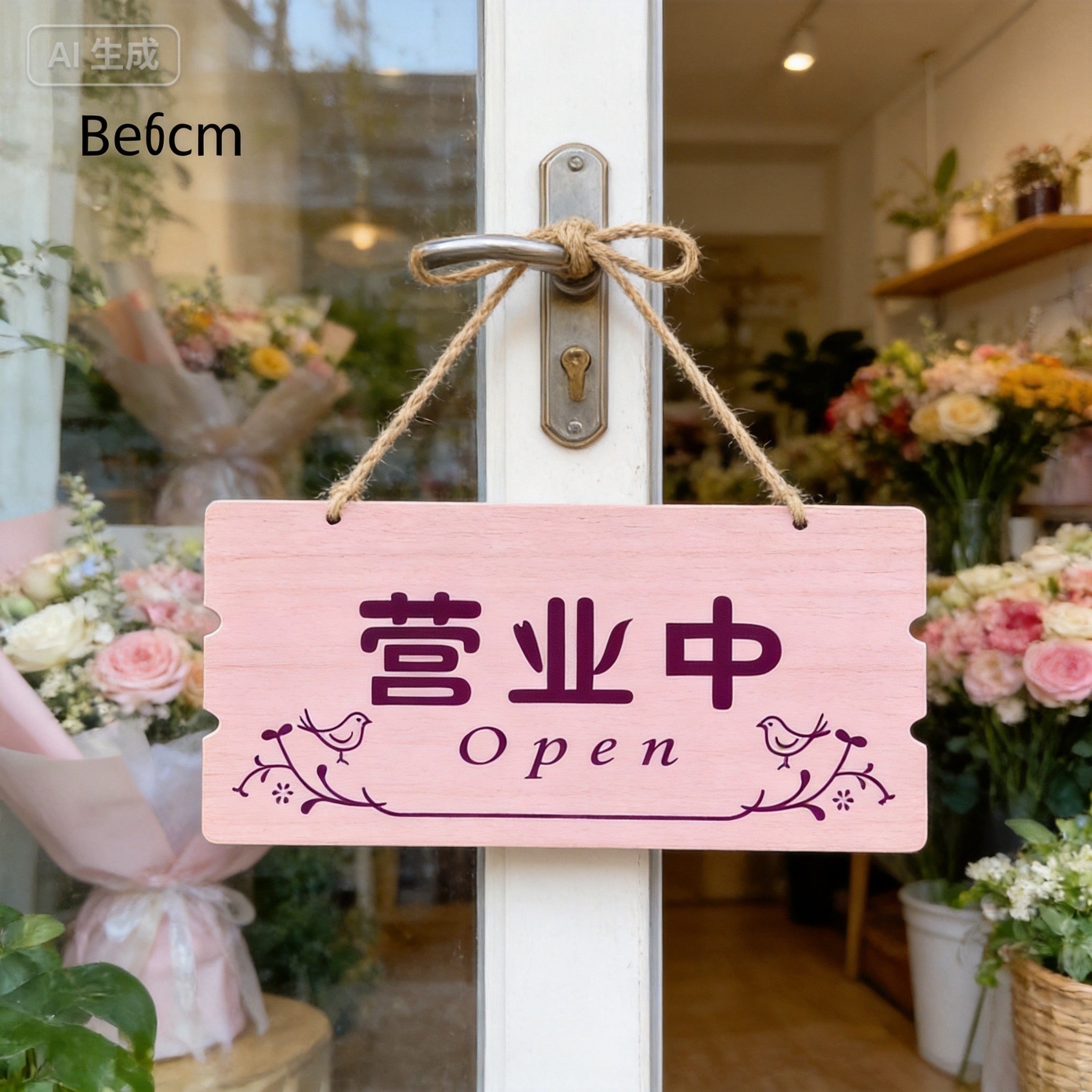 Double-Sided Bilingual "Open" Hanging Sign - 30×15cm