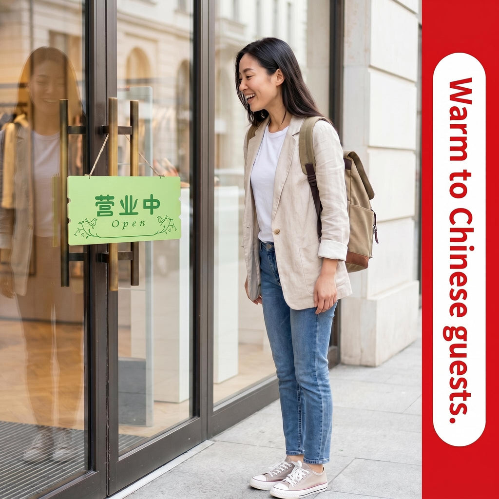 Double-Sided Bilingual "Open" Hanging Sign - 30×15cm