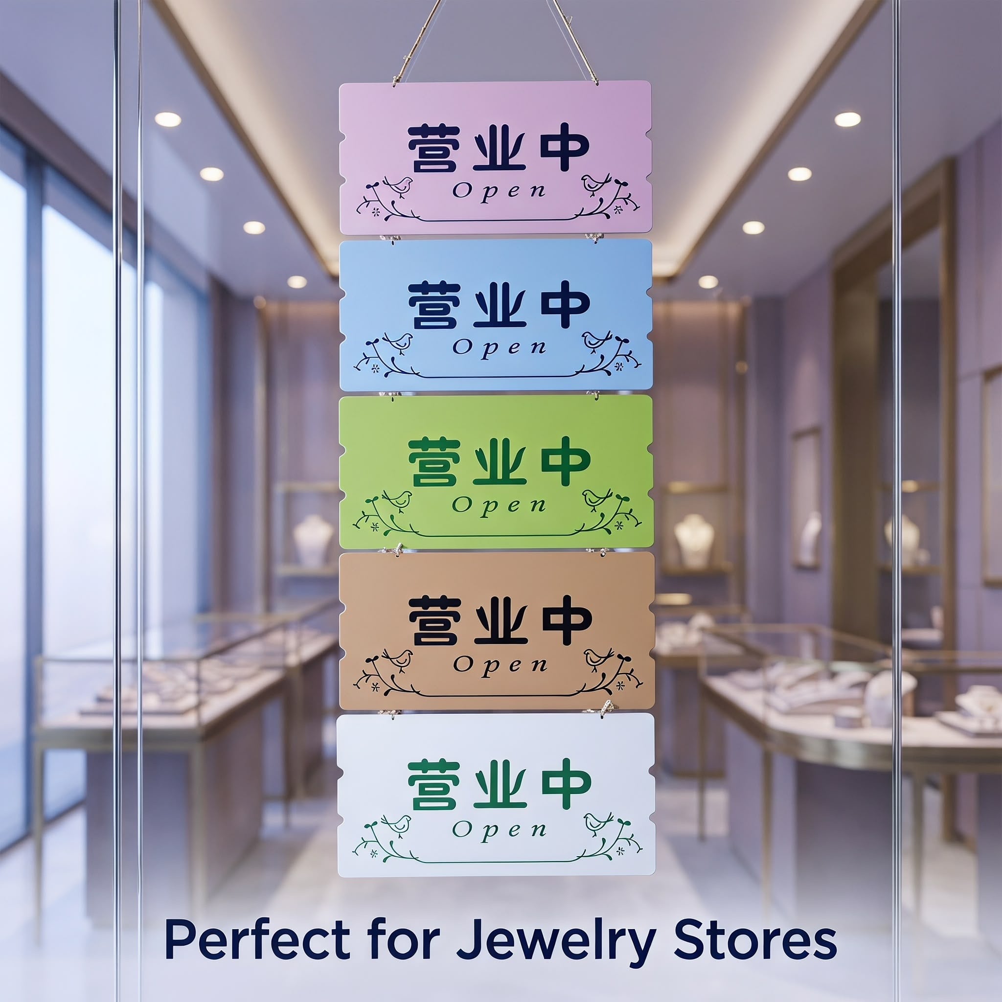 Double-Sided Bilingual "Open" Hanging Sign - 30×15cm