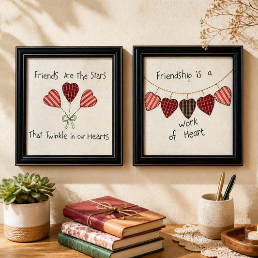 Muya Artisan Friendship Hearts Embroidery Set - Cozy Lifestyle Scene
