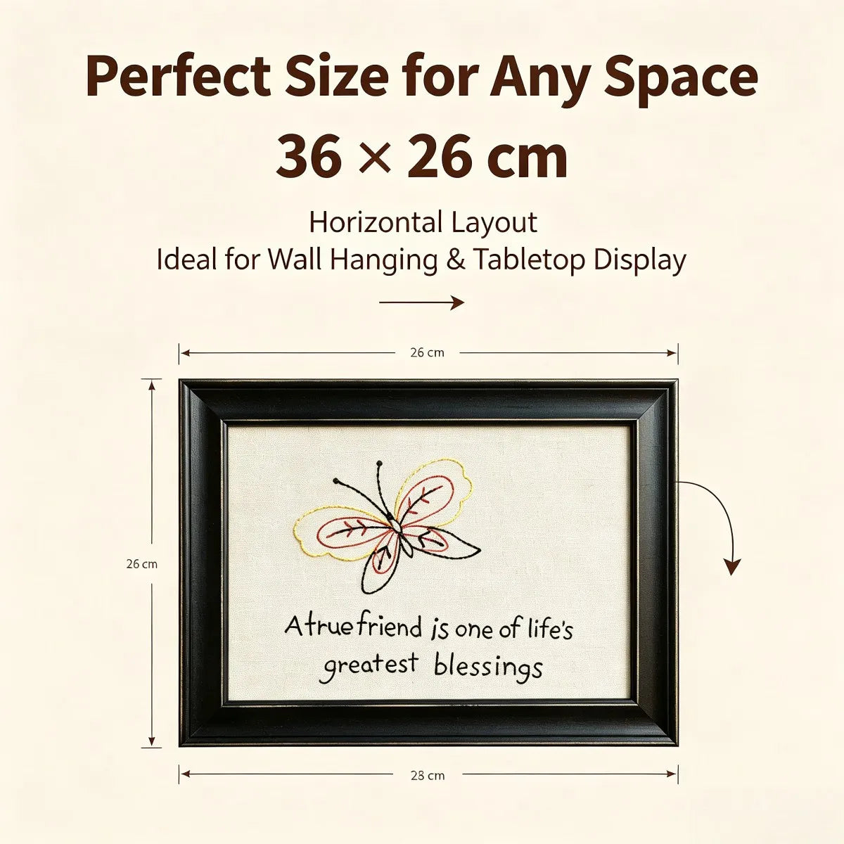 Muya Artisan Butterfly Embroidery Art - Dimensions 36x26cm
