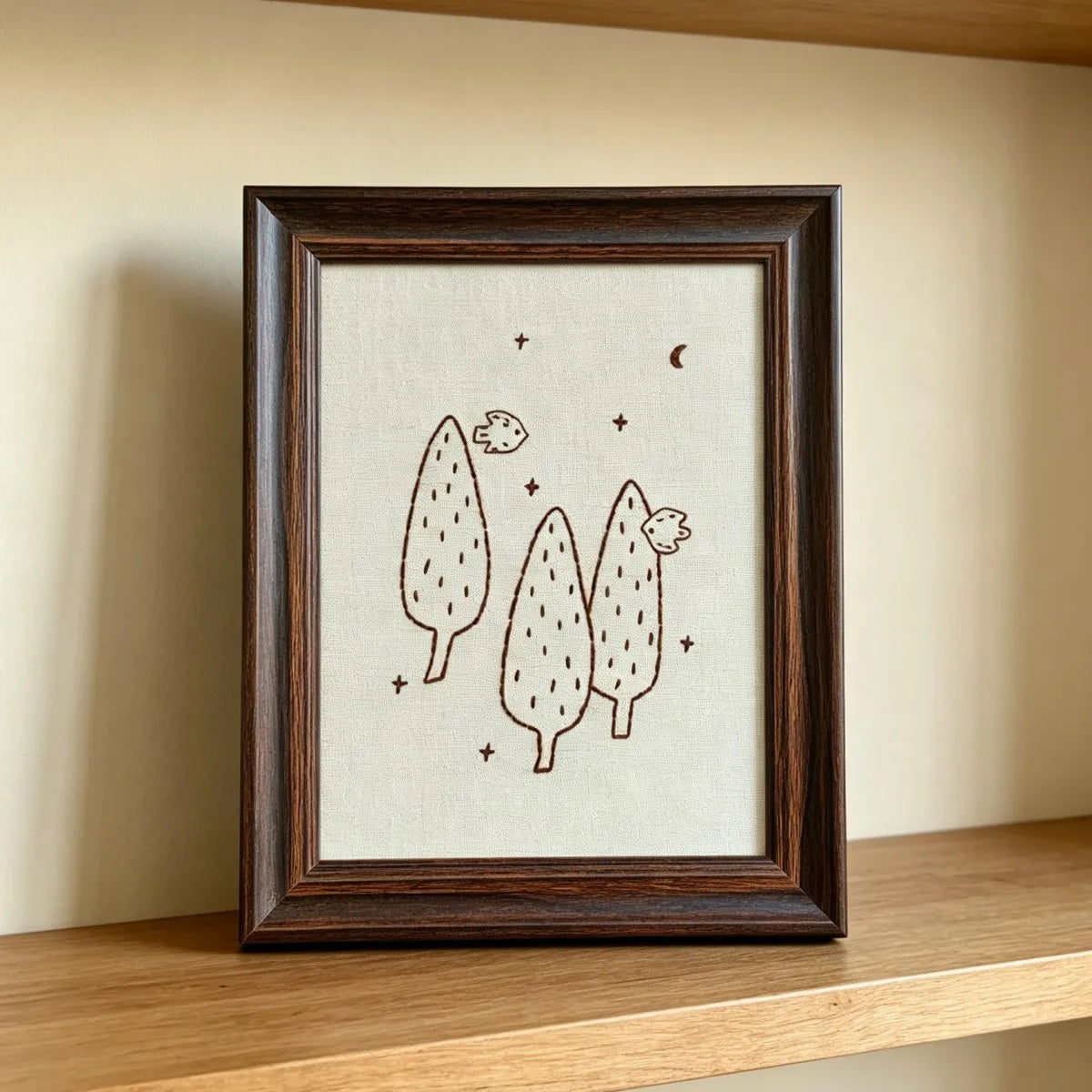 Muya Artisan Twilight Forest Embroidery Art - Shelf Setting