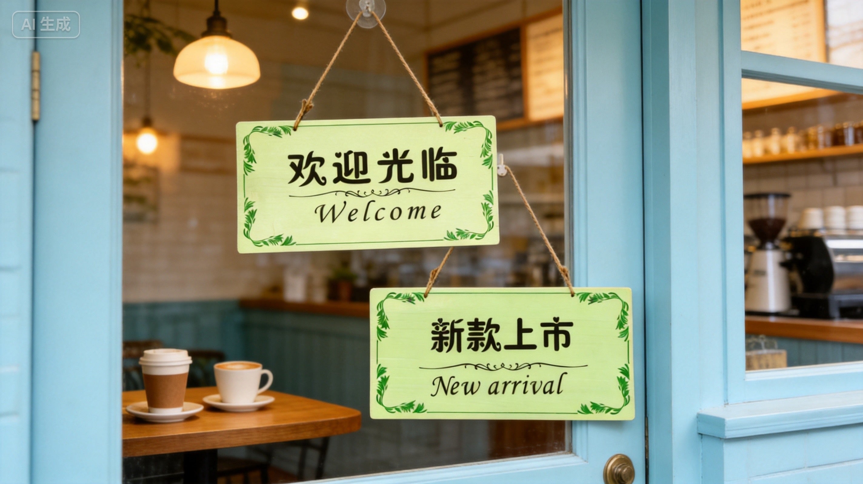 Hanging Sign 28x14cm for Upscale Retail Stores, Cafes, Salons & Spas