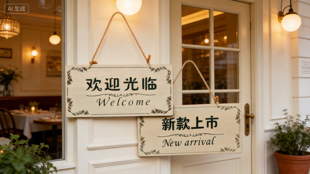 Hanging Sign 28x14cm for Upscale Retail Stores, Cafes, Salons & Spas