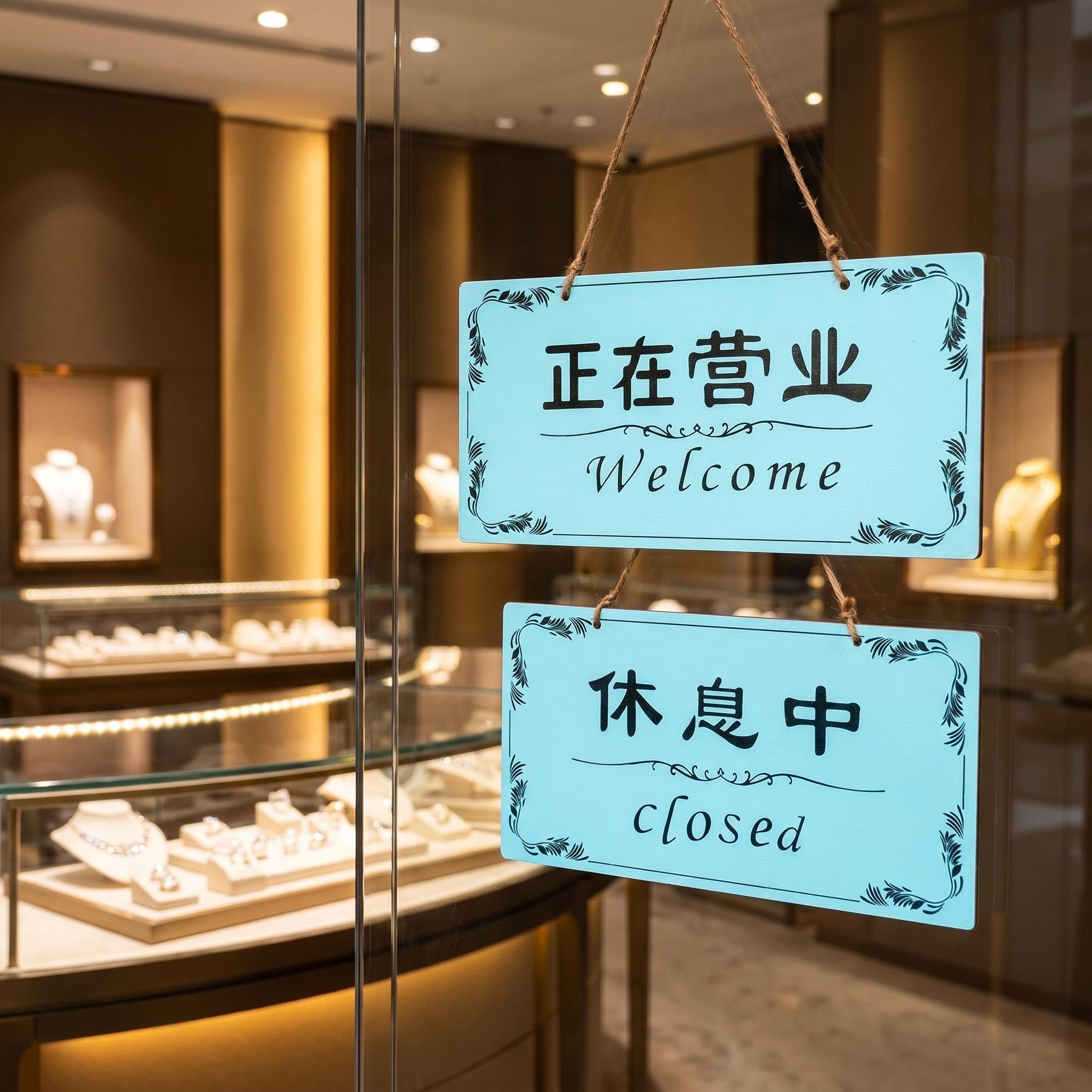 Hanging Sign 28x14cm for Upscale Retail Stores, Cafes, Salons & Spas