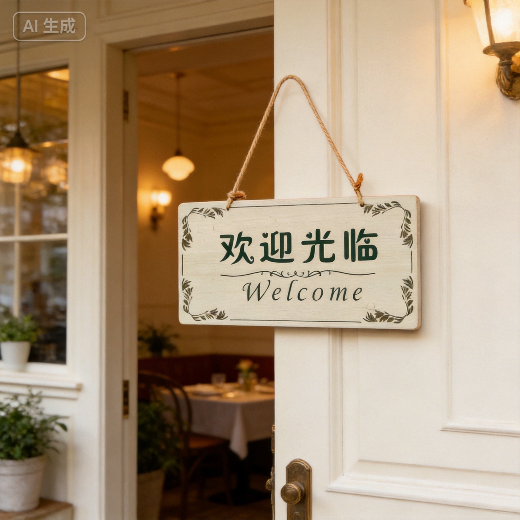 Hanging Sign 28x14cm for Upscale Retail Stores, Cafes, Salons & Spas